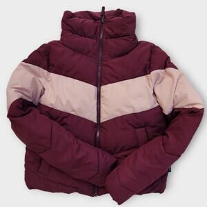 Abercrombie & Fitch Puffer Coat Women's XXS Full Zip Colorblock Mock Neck